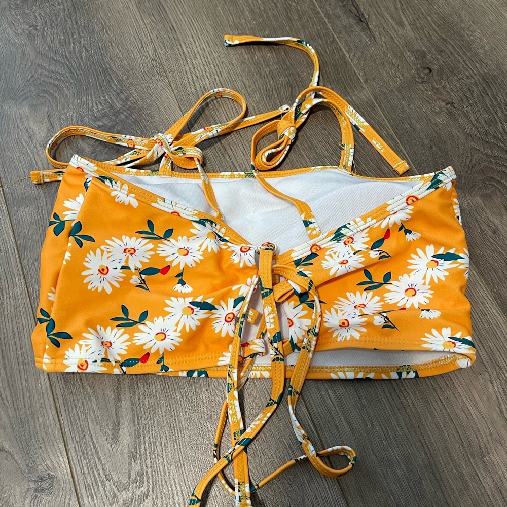 Small Shein Floral Yellow Swim Top